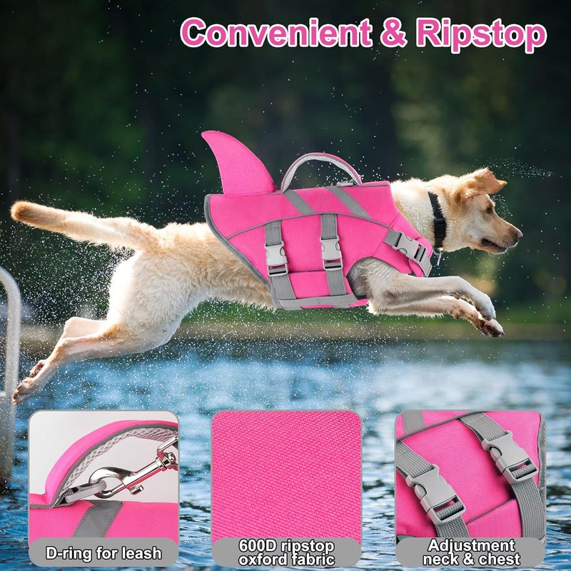 Dogcheer Shark Fin Dog Life Jacket, Adjustable Dog Harness Life Vest for Swimming Boating, Reflective Puppy Swim Vest Pet Flotation Device for Small Medium Large Dogs -Pink,S - Image 5